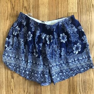 Blue and White Floral Shorts